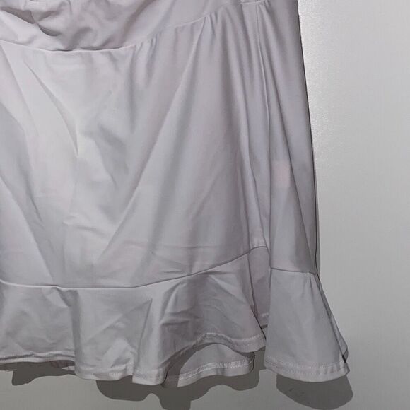 Aryeh Women's White Ruffle Elastic Waistband Mini Skort Skirt Size Large - Picture 3 of 8